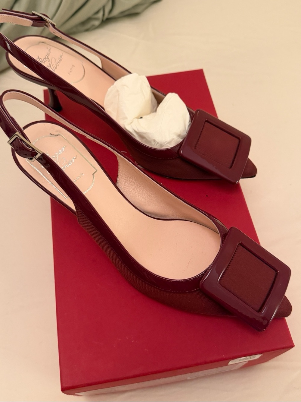 Roger Vivier - Viv In The City - 85mm Leather Slingback pumps - Burgundy